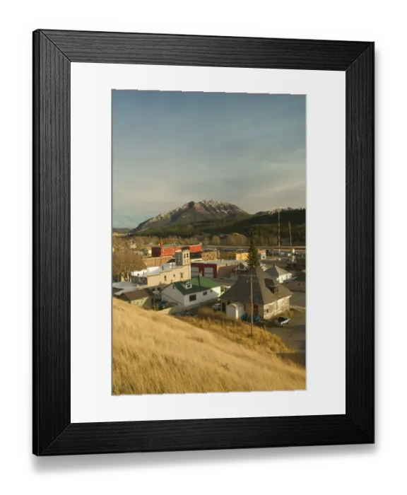 Framed Print : 02. Canada, Alberta, Crowsnest Pass Area: COLEMAN, Town View from Crowsnest Hwy Framed Print : 02. Canada, Alberta, Crowsnest Pass Area: COLEMAN, Town View from Crowsnest Hwy