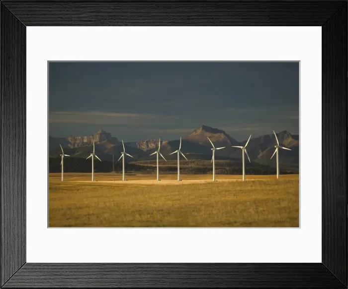 Framed Print : 02. Canada, Alberta, Crowsnest Pass Area: Cowley Ridge Wind Farm Landscape