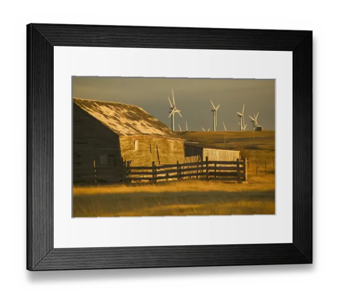 Framed Print : 02. Canada, Alberta, Crowsnest Pass Area: Cowley Ridge Wind Farm Landscape with Old Ranch