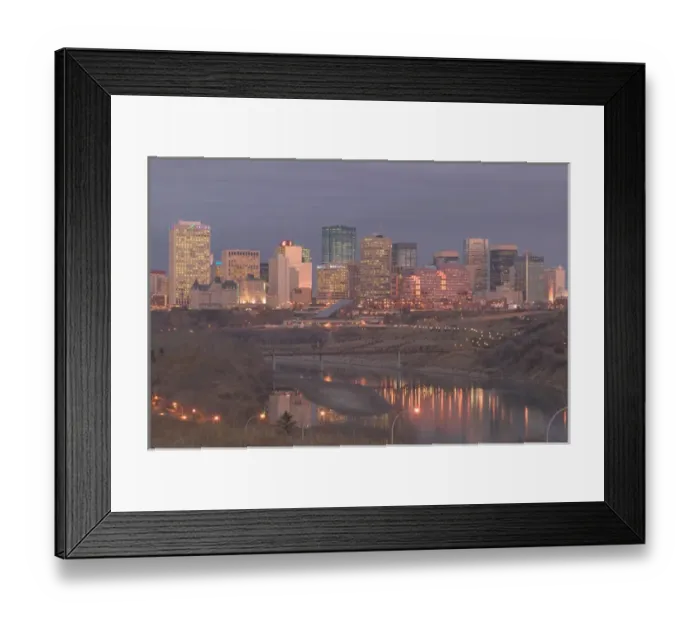Framed Print : 02. Canada, Alberta, Edmonton: Downtown Skyline / Dawn from above North Saskatchewan River Framed Print : 02. Canada, Alberta, Edmonton: Downtown Skyline / Dawn from above North Saskatchewan River