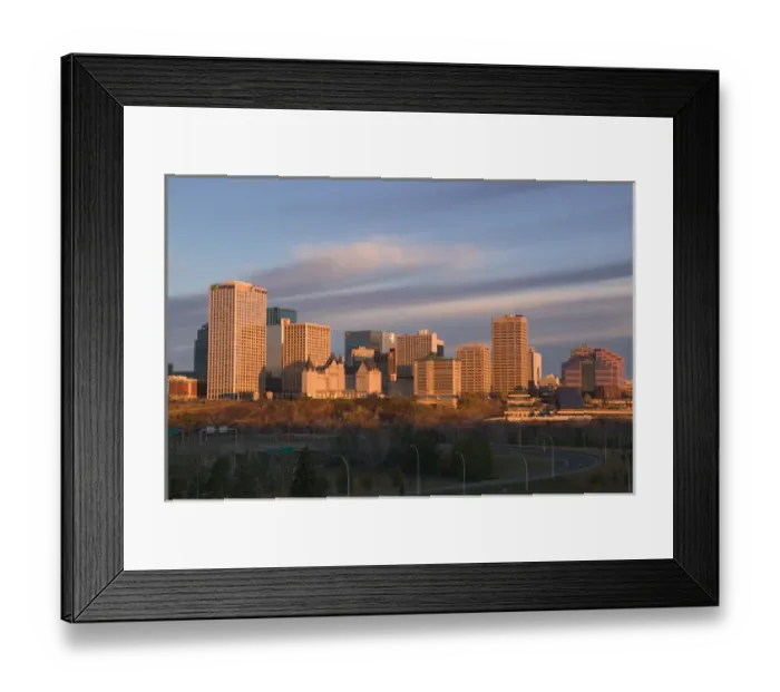 Framed Print : 02. Canada, Alberta, Edmonton: Downtown Skyline  /  Dawn