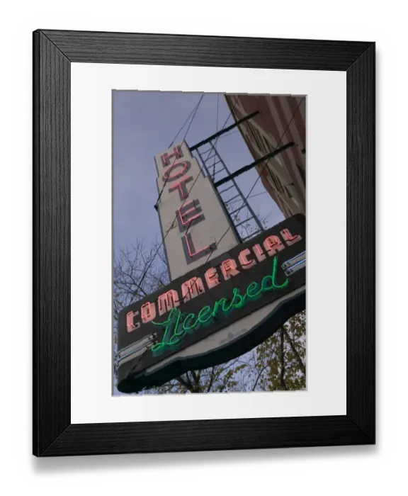 Framed Print : 02. Canada, Alberta, Edmonton: Old Strathcona Area, Whyte Ave, Commercial Hotel Neon Sign