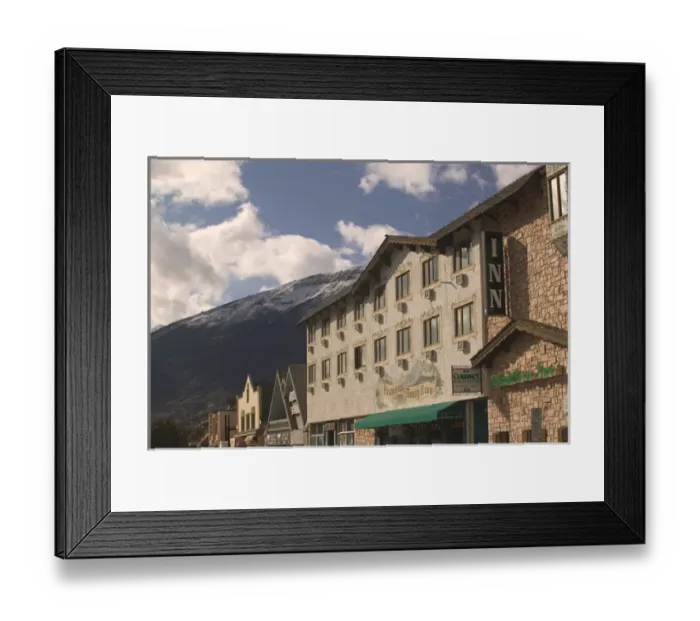 Framed Print : 02. Canada, Alberta, Jasper National Park: JASPER, Buildings along Connaught Drive Daytime