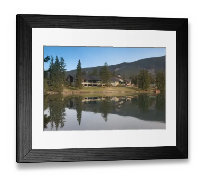 Framed Print : 02. Canada, Alberta, Jasper National Park: JASPER, Jasper Park Lodge from Lake Beauvert