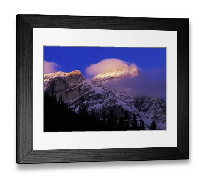 Framed Print : Misty mountain peaks at sunrise, Yoho National Park, British Columbia, Canada