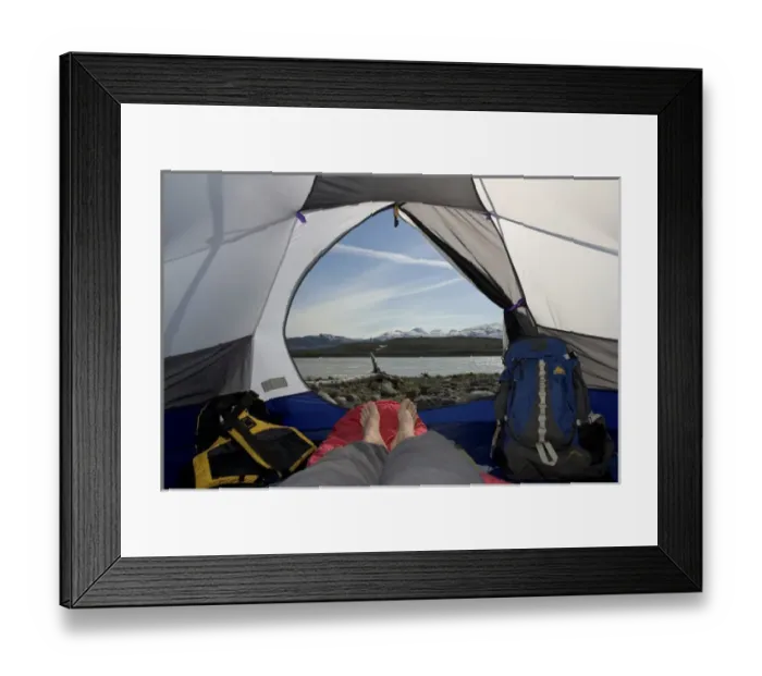 Framed Print : Canada, British Columbia, Alsek River Valley. View of Alsek River from inside camp tent Framed Print : Canada, British Columbia, Alsek River Valley. View of Alsek River from inside camp tent