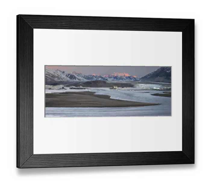 Framed Print : Canada, British Columbia, Alsek River Valley. Panorama of Alsek Lake and Alsek Glacier