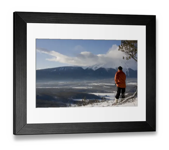 Framed Print : Canada, British Columbia, Smithers. Woman on a hill overlooking the Bulkley Valley