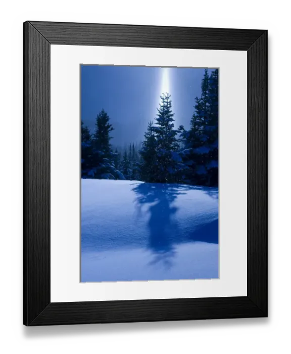 Framed Print : Canada, British Columbia, Smithers. A sun pillar of falling ice crystals and snow-laden Framed Print : Canada, British Columbia, Smithers. A sun pillar of falling ice crystals and snow-laden