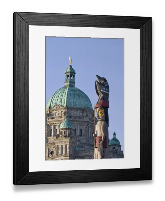Framed Print : Totem pole at the Parliament building in Victoria British Columbia Canada Framed Print : Totem pole at the Parliament building in Victoria British Columbia Canada