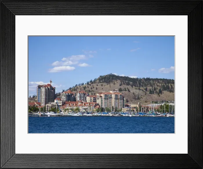 Framed Print : Looking across Okanagan Lake and boat dock to Delta Grand Okanagan Resort in Kelowna Framed Print : Looking across Okanagan Lake and boat dock to Delta Grand Okanagan Resort in Kelowna