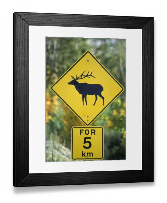 Framed Print : North America, Canada, British Columbia, Vancouver Island Caution sign
