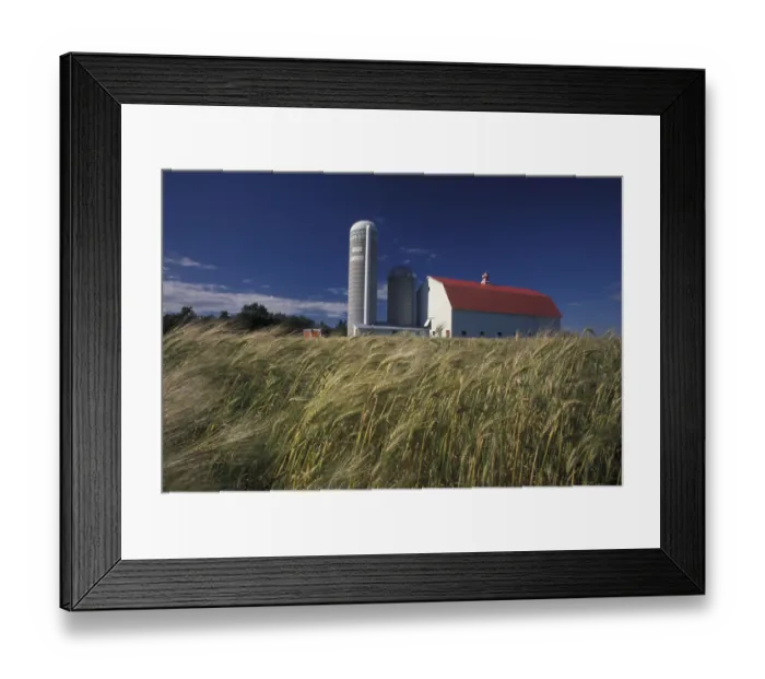 Framed Print : North America, Canada, Quebec, Gaspe Peninsula (Gaspesie) Barn and silo