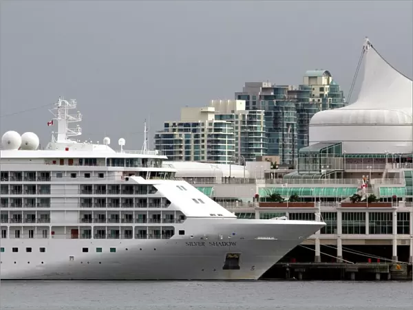 Silversea Silver Shadow cruise ship docked at Port Vancouver in British Columbia, Canada