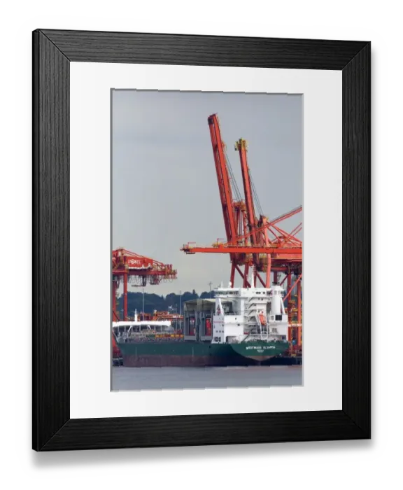 Framed Print : Container ship at Port Vancouver in British Columbia, Canada