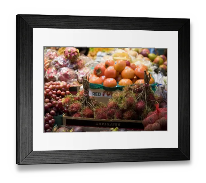 Framed Print : Canada, British Columbia, Vancouver. Produce on display at the open-air Granville Market Framed Print : Canada, British Columbia, Vancouver. Produce on display at the open-air Granville Market