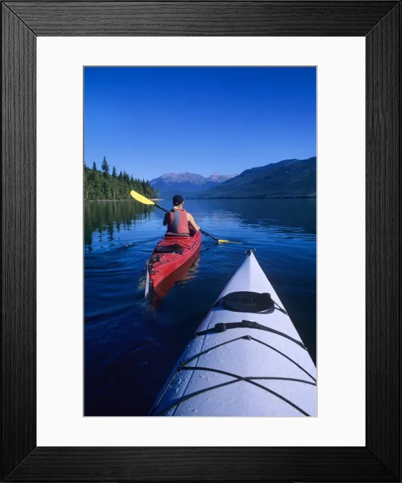 Framed Print : Kayaking on Clearwater Lake with Huntley Peak on the horizon in Wells Gray Provincial Park Framed Print : Kayaking on Clearwater Lake with Huntley Peak on the horizon in Wells Gray Provincial Park