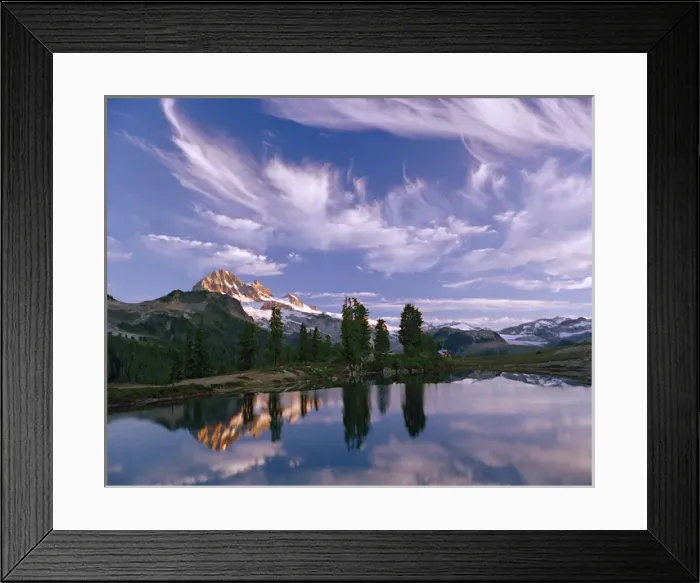 Framed Print : Under a sky of wispy clouds, Mount Garibaldi towers over Elfin Lakes in Mount Garibaldi Framed Print : Under a sky of wispy clouds, Mount Garibaldi towers over Elfin Lakes in Mount Garibaldi