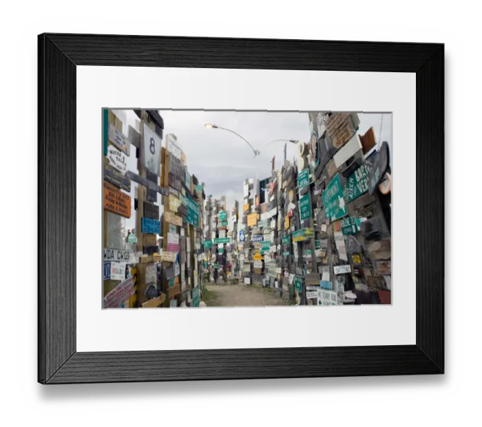 Framed Print : The Sign Post Forest in Watson Lake, Yukon, started in 1942 by Carl K. Lindley, a U Framed Print : The Sign Post Forest in Watson Lake, Yukon, started in 1942 by Carl K. Lindley, a U