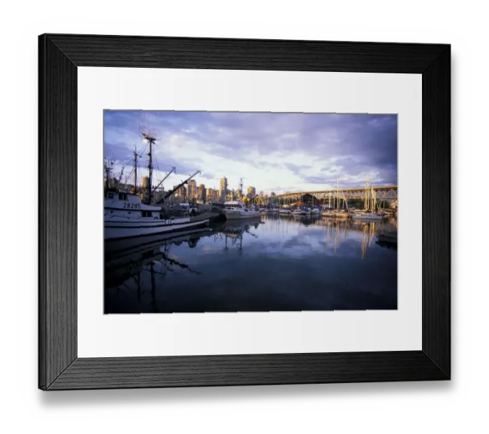 Framed Print : North America, Canada, British Columbia, Vancouver. Fishing boats and Granville Street