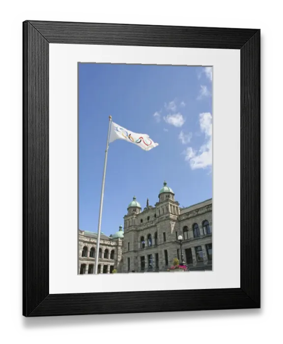 Framed Print : Olympic flag at Parliament Building Victoria British Columbia Framed Print : Olympic flag at Parliament Building Victoria British Columbia