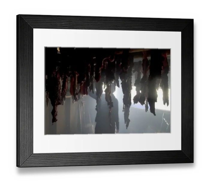 Framed Print : Nisga a First Nation family sun drying eulachon fish and smoking sealion, Laxgalts ap Framed Print : Nisga a First Nation family sun drying eulachon fish and smoking sealion, Laxgalts ap