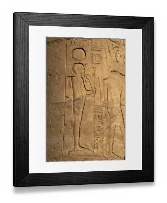 Framed Print : Relief depicting Khonsu (Khonsar) god of the moon. First Courtyard, built by Ramses II Framed Print : Relief depicting Khonsu (Khonsar) god of the moon. First Courtyard, built by Ramses II