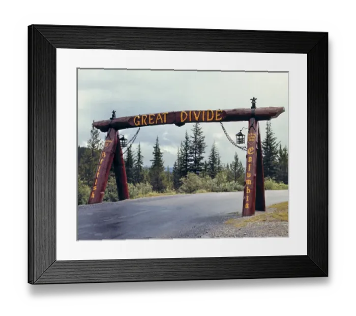 Framed Print : Canada, British Columbia, Kicking Horse Pass. This impressive sign marks the border
