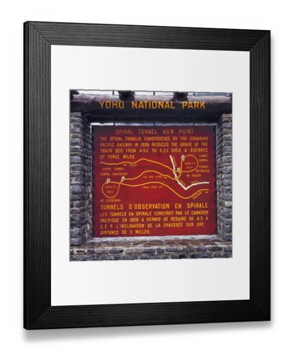 Framed Print : Canada, British Columbia, Yoho NP. Spiral Tunnel Viewpoint sign shows the details Framed Print : Canada, British Columbia, Yoho NP. Spiral Tunnel Viewpoint sign shows the details