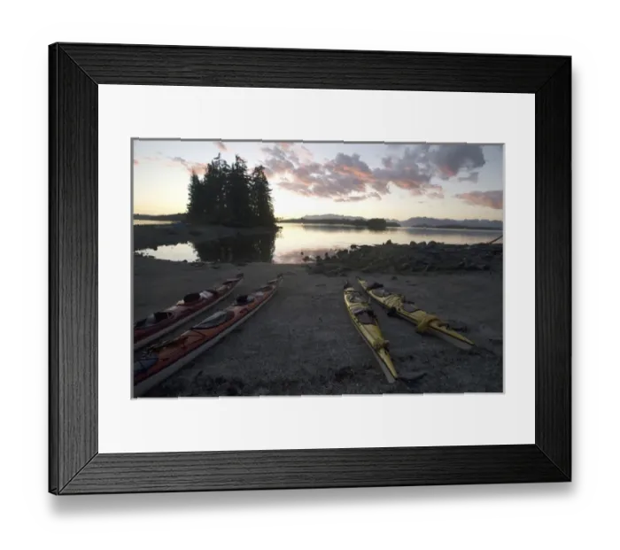 Framed Print : Kayaks at Dusk on Keith Island, Broken Island Group, Pacific Rim National Park Preserve Framed Print : Kayaks at Dusk on Keith Island, Broken Island Group, Pacific Rim National Park Preserve