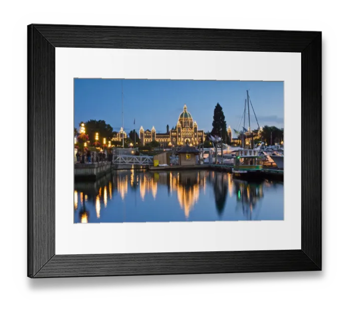 Framed Print : Canada, British Columbia, Victoria, Inner Harbour at Dusk