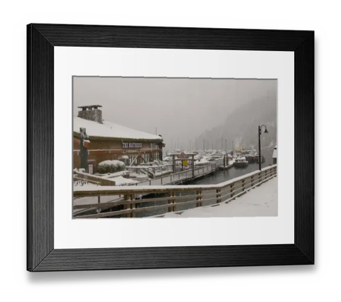 Framed Print : CA, BC, Horseshoe Bay. Winter storm transforms Sewells Marina Framed Print : CA, BC, Horseshoe Bay. Winter storm transforms Sewells Marina
