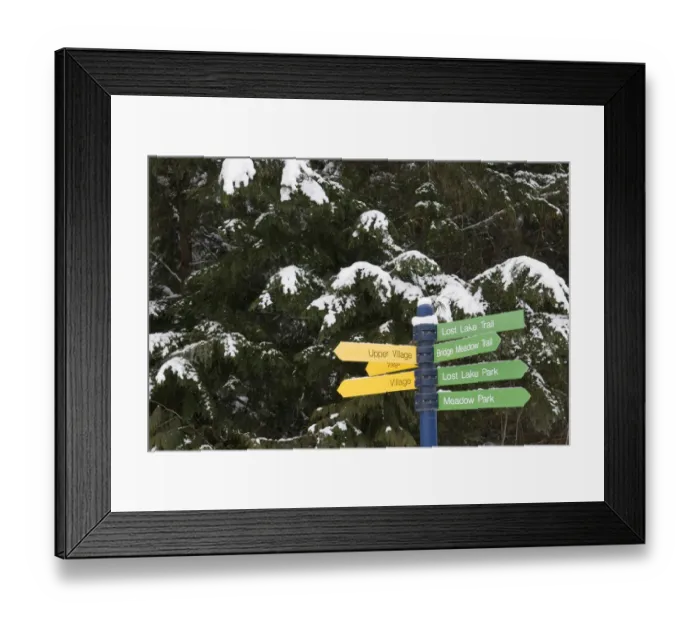 Framed Print : Canada, BC, Whistler. Helpful signage for trail system Framed Print : Canada, BC, Whistler. Helpful signage for trail system
