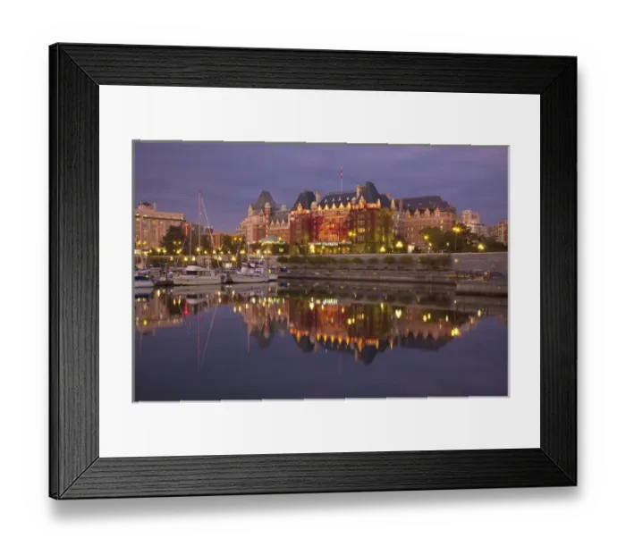 Framed Print : North America, Canada, Victoria, Water Front with Evening Light and Empress Hotel