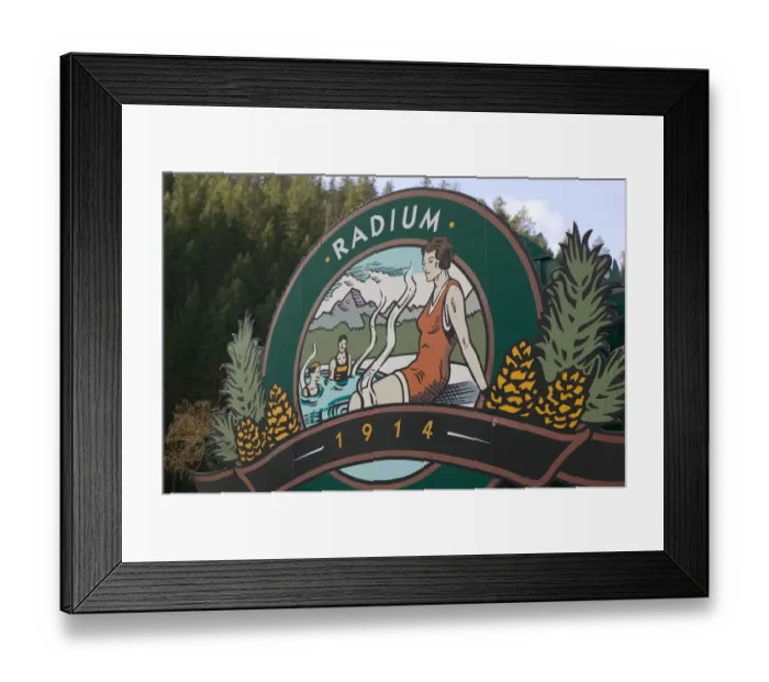 Framed Print : 02. CANADA, British Columbia, The Rockies. Village of Radium Hot Springs: Resort Sign