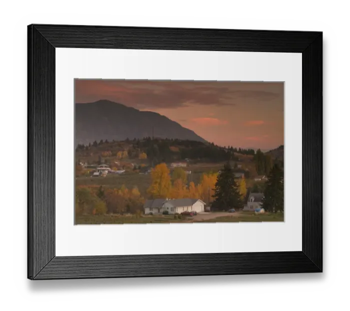 Framed Print : 02. CANADA, British Columbia, Creston. Fruit Farming Town at Sunset