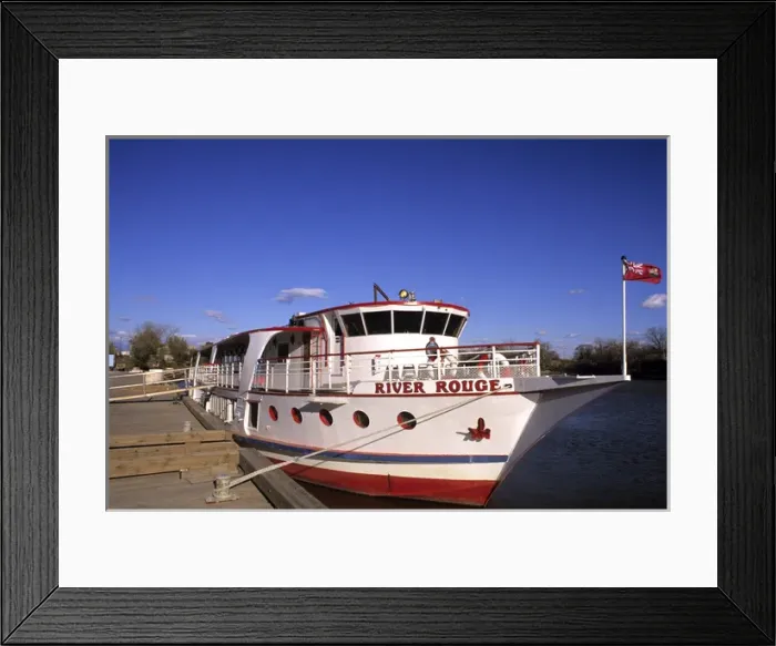 Framed Print : Modern downtown white River Rouge boat for tourists of Winnipeg Manitoba Canada Framed Print : Modern downtown white River Rouge boat for tourists of Winnipeg Manitoba Canada