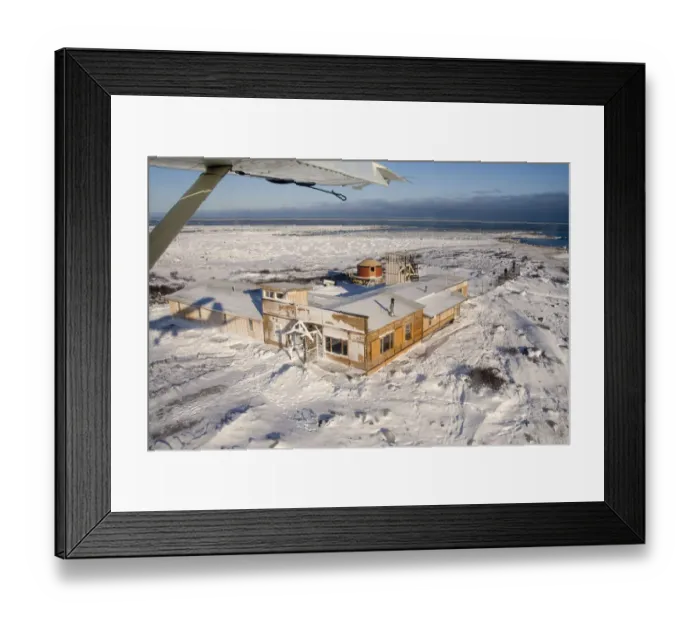 Framed Print : Canada, Manitoba, Hudson Bay, Churchill. An aerial view of Seal River Heritage Lodge