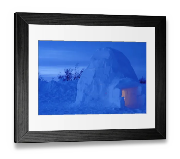 Framed Print : NA, Canada, Manitoba, Churchill Arctic igloo with candle light inside Framed Print : NA, Canada, Manitoba, Churchill Arctic igloo with candle light inside
