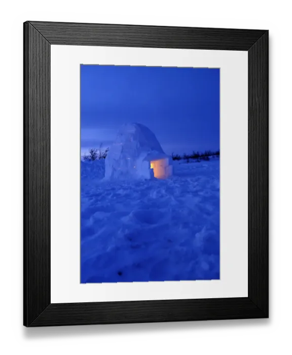 Framed Print : NA, Canada, Manitoba, Churchill Arctic igloo with candle light inside Framed Print : NA, Canada, Manitoba, Churchill Arctic igloo with candle light inside