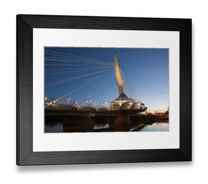 Framed Print : CANADA-Manitoba-Winnipeg: Esplanade Riel Pedestrian Bridge / Dawn Framed Print : CANADA-Manitoba-Winnipeg: Esplanade Riel Pedestrian Bridge / Dawn