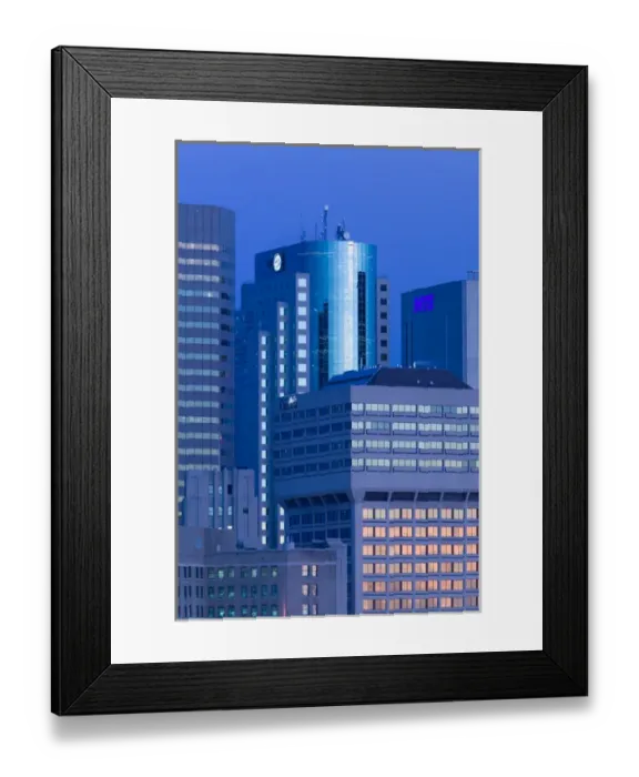 Framed Print : CANADA-Manitoba-Winnipeg: Downtown Highrise Buildings from The Forks  /  Dawn