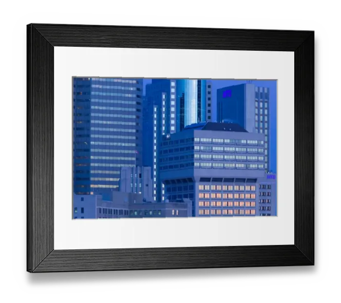 Framed Print : CANADA-Manitoba-Winnipeg: Downtown Highrise Buildings from The Forks  /  Dawn