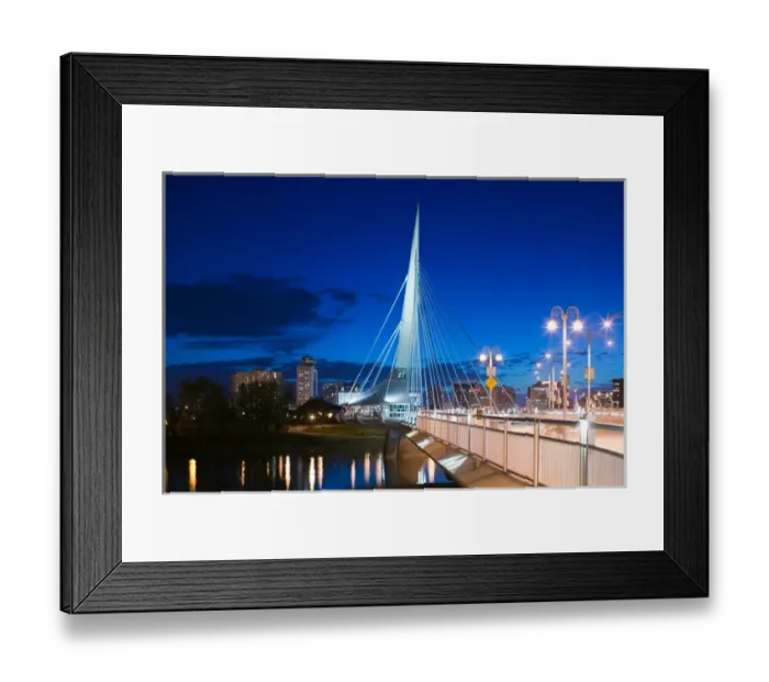 Framed Print : CANADA-Manitoba-Winnipeg: Esplanade Riel Pedestrian Bridge / Evening Framed Print : CANADA-Manitoba-Winnipeg: Esplanade Riel Pedestrian Bridge / Evening