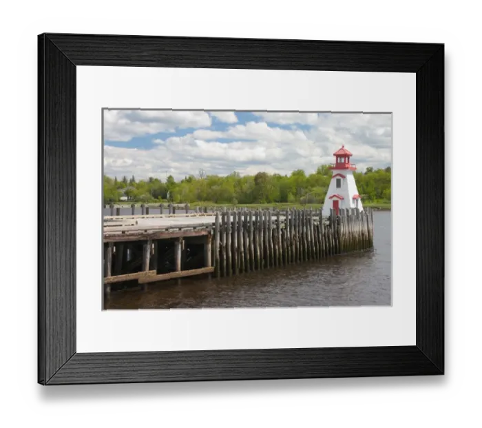 Framed Print : NA, Canada, New Brunswick. St. Stephen wharf and lighthouse Framed Print : NA, Canada, New Brunswick. St. Stephen wharf and lighthouse