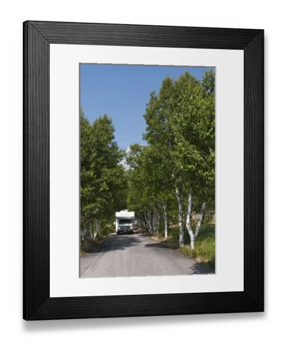 Framed Print : New Brunswick, Canada. Rv on narrow road near Sawmill Creek Framed Print : New Brunswick, Canada. Rv on narrow road near Sawmill Creek