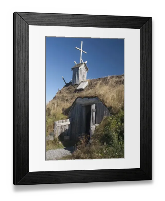 Framed Print : Canada, Newfoundland and Labrador, L Anse Aux Meadows. Norstead Viking Village