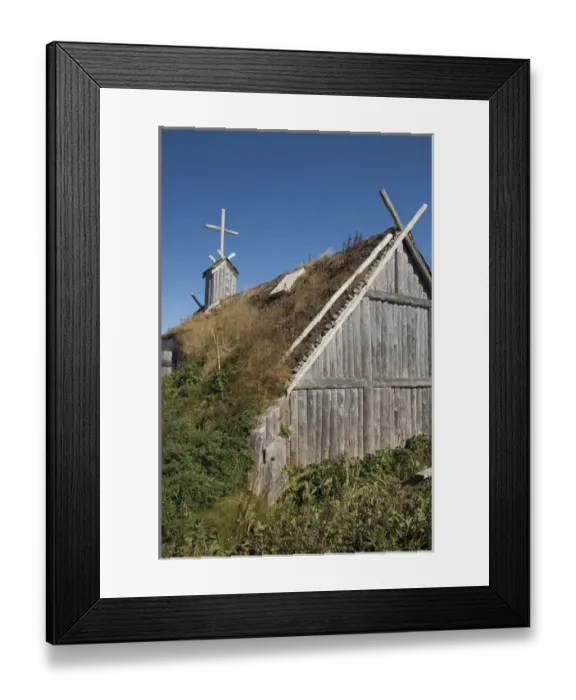 Framed Print : Canada, Newfoundland and Labrador, L Anse Aux Meadows. Norstead Viking Village Framed Print : Canada, Newfoundland and Labrador, L Anse Aux Meadows. Norstead Viking Village