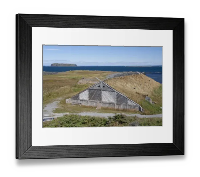 Framed Print : Canada, Newfoundland and Labrador, L Anse Aux Meadows. Norstead Viking Village
