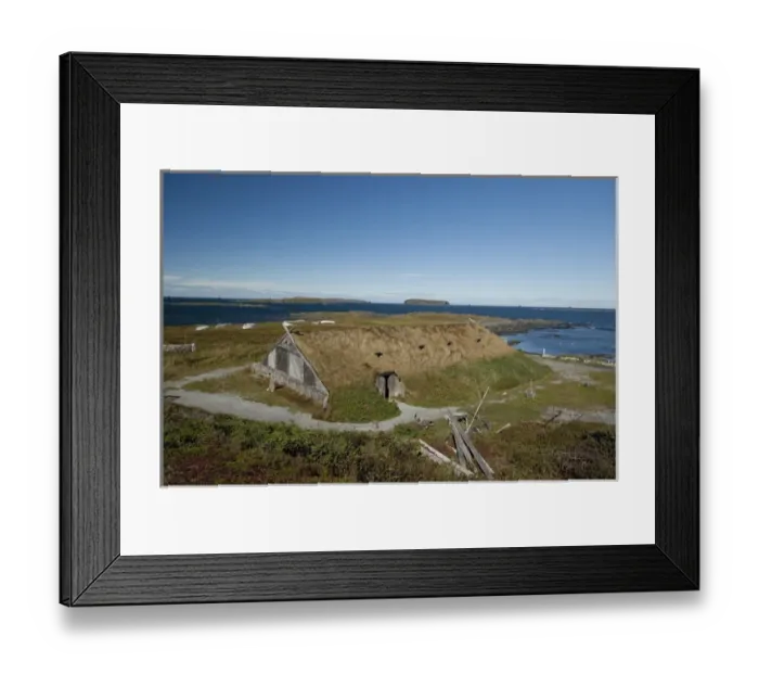 Framed Print : Canada, Newfoundland and Labrador, L Anse Aux Meadows. Norstead Viking Village Framed Print : Canada, Newfoundland and Labrador, L Anse Aux Meadows. Norstead Viking Village